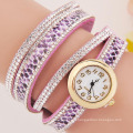 2015 New Fashion Hot Colorful women watches Weave Rivet Leather bracelet wrap watch